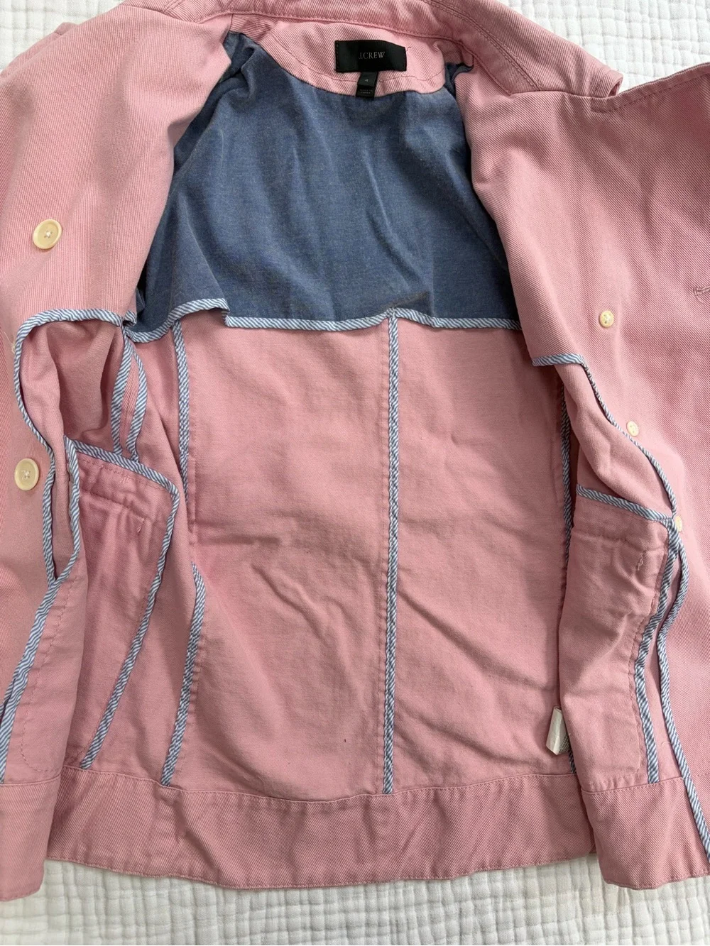 J.Crew Pink Cotton Peacoat Jacket Size 4 Preppy Spring Coat - Picture 8 of 11